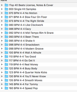 drum loops organized by Song Sets
